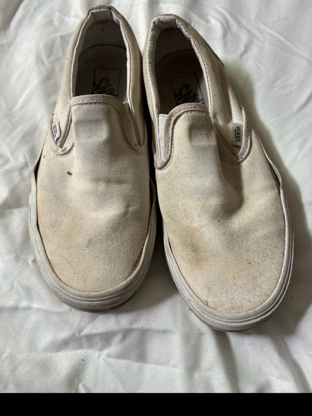 Vans Kids Slip-On Canvas Shoes in Cream